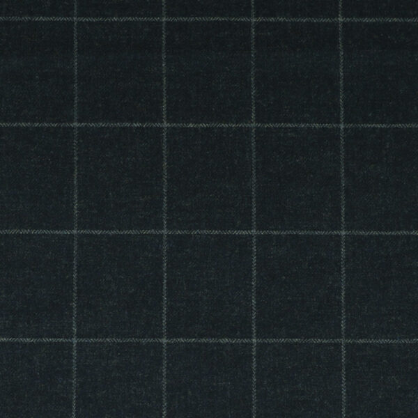 Dark Blue Melange Herringbone with Light Blue Windowpane Check